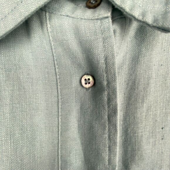 Soft Surroundings Tunic Top Womens 3X Muted Blue 100% Linen Roll Tab Shirt - Picture 4 of 15